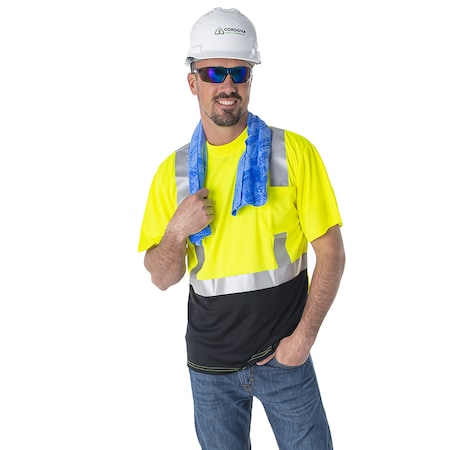 Cordova COR-BRITE Short Sleeve Shirt, Lime, 2in Silver Reflective Tape, 3XL V451-3XL